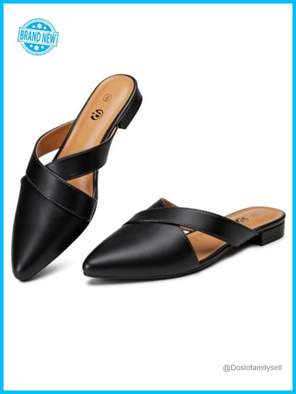 Women's Mules Closed Pointed Toe Flats Backless Loafers Slip-On Shoes